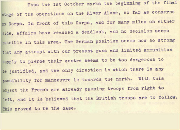 Haig's diary entry for 1 October 1914. National Library of Scotland, Acc.3155/98  