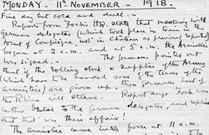 Detail from handwritten diary page