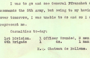Haig's diary entry for 14 October 1914