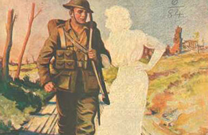 Soldier on wartime magazine cover