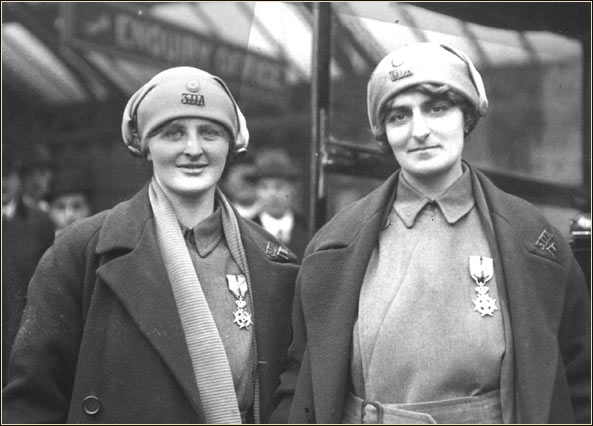 Mairi and Elsie wearing medals