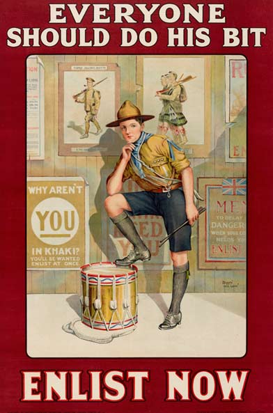 Enlistment poster showing a Boy Scout
