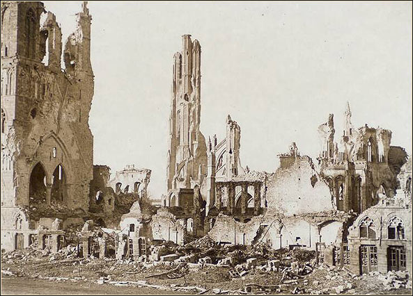 Ypres Cloth Hall and cathedral ruins