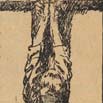 Illustration of man hanging in chains