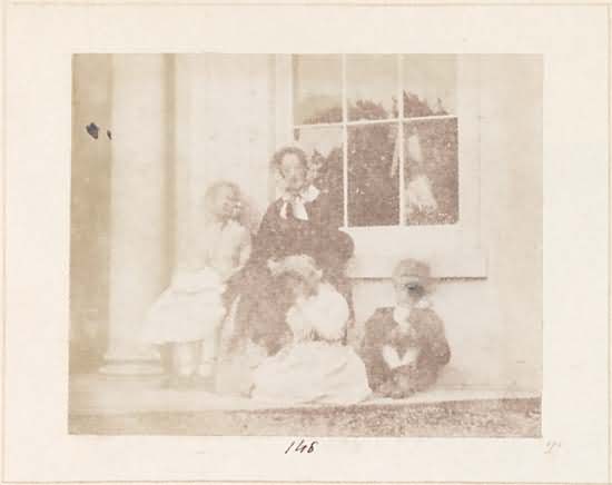 Mrs. George Parker, Emily, Ada and George. Probably taken in Fairlie, Ayrshire. The Parkers lived in Fairlie House.

Anne Traill was the wife of George Parker, the son of Fairlie House’s builder, Charles Stuart Parker;  born in 1814, her father was a Professor Thomas Traill of Edinburgh University.

The children:  George was born in 1837, Emily in 1838, and Ada in 1840.  There were a further two children—Charles, born in 1842, and Evelyn, born in 1845.  None of the children survived to adulthood;  about 1852 the family sailed for America, where Anne’s husband died, in New York, and the children in Hamilton, Ontario.  Annie Parker returned to live on in Fairlie House, and on her death her nephew, Charles Stuart Parker inherited;  it was he and his wife who had Fairlie Village Hall built.