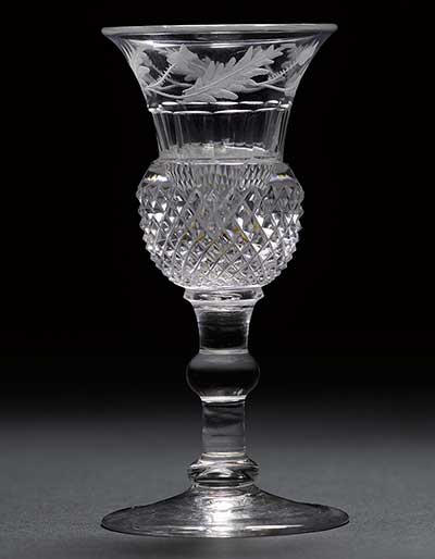Photo of thistle-shaped crystan wine glass