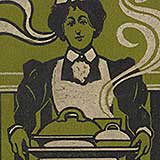 Book cover detail showing maid carrying tray