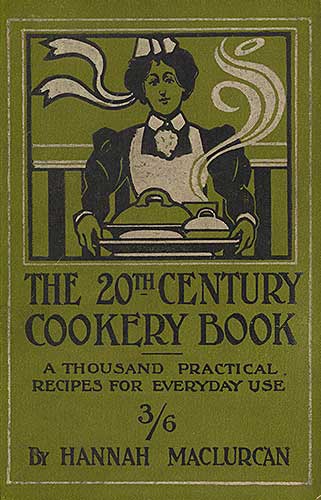 Cover of cook book with maid carrying tray
