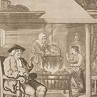 Engraving of a kitchen scene