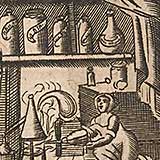 Illustration of woman in 17th-century kitchen