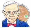 Colour line drawing of Alexander Fleming