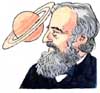 Colour line drawing of James Clerk Maxwell