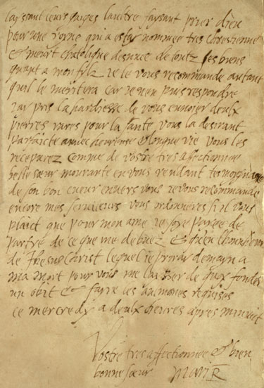 The last letter of Mary Queen of Scots