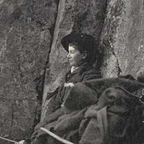 Jane Inglis Clark on ridge on mountain
