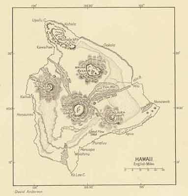 Hand-drawn map of Hawaii