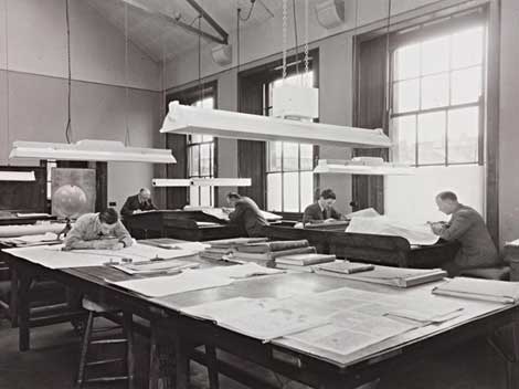 Photo of the draughtsmen's room at Duncan Street