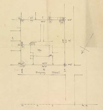 Outline floor plan of a building