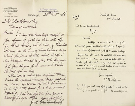 Two handwritten single-page letters, 1908