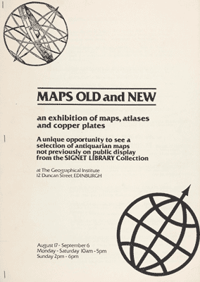 Cover of maps exhibition brochure ‘Maps old and new’