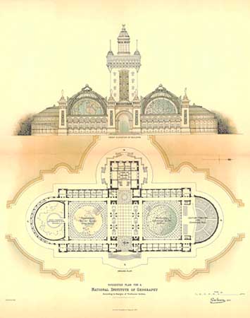 Plan showing exterior view and interior layout