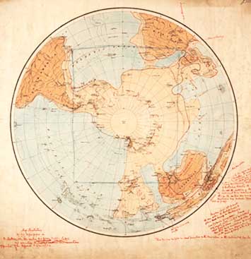 Colour map showing South Pole at centre