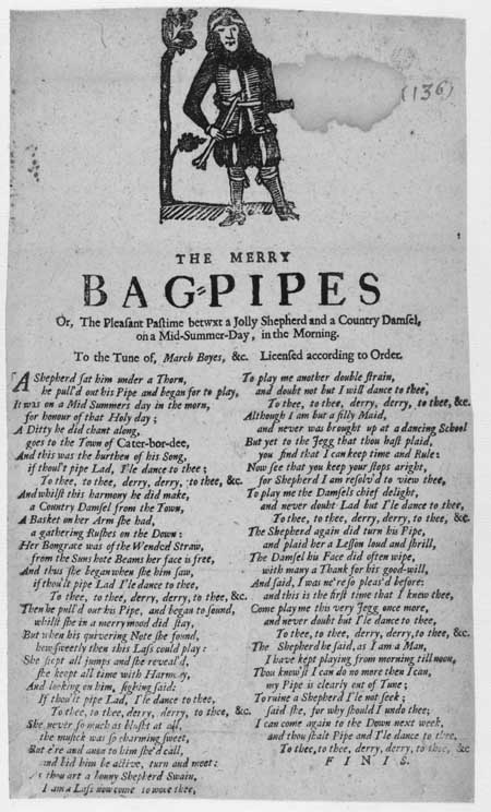 Broadside ballad entitled 'The Merry Bagpipes'