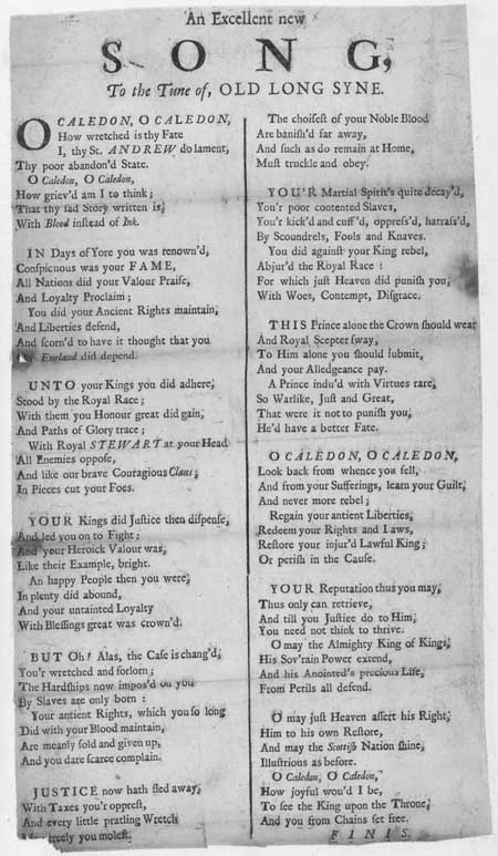 Broadside ballad entitled 'O Caledon, O Caledon'