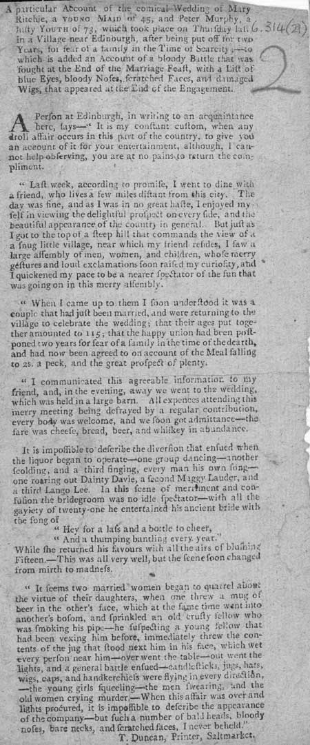 Broadside regarding the wedding of Mary Ritchie and Peter Murphy