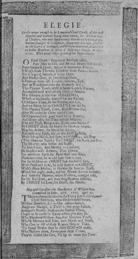 Broadside entitled 'Elegie'