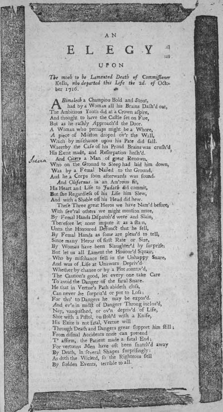 Broadside entitled 'An Elegy'