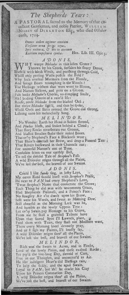 Broadside ballad entitled 'The Shepherds Tears'