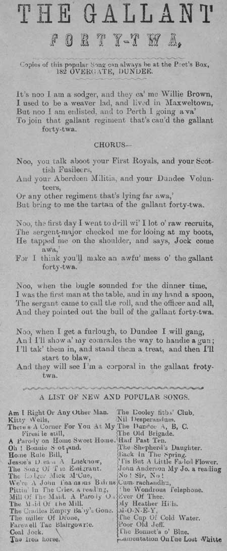 Broadside ballad entitled 'The Gallant Forty-Twa'
