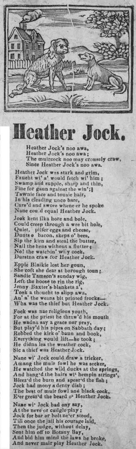 Broadside ballad entitled 'Heather Jock'