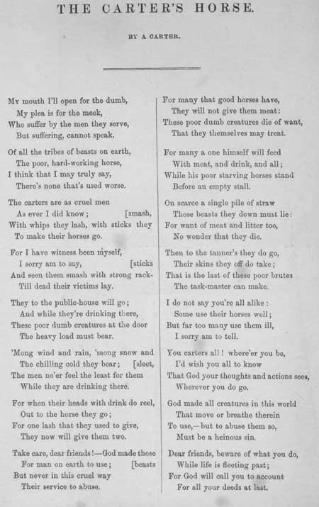 Broadside ballad entitled 'The Carter's Horse'