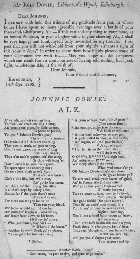 Broadside entitled 'Mr John Dowie'