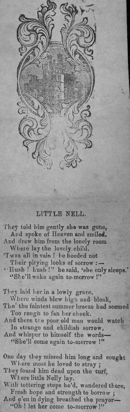 Broadside ballad entitled 'Little Nell'