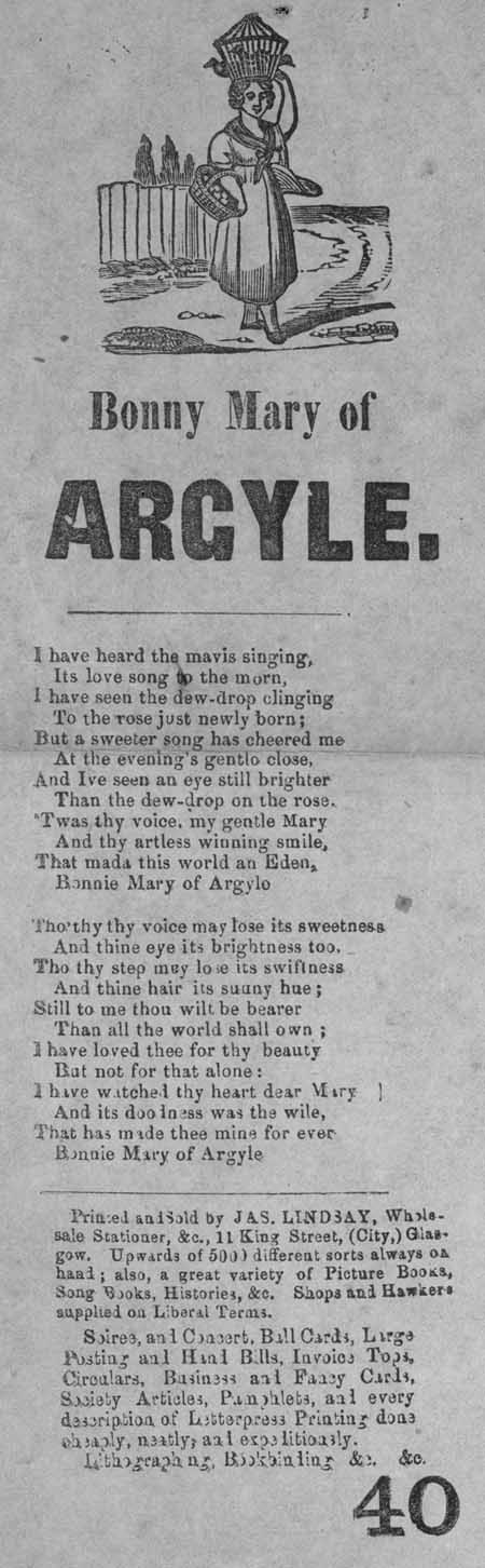 Broadside ballad entitled 'Bonny Mary of Argyle'