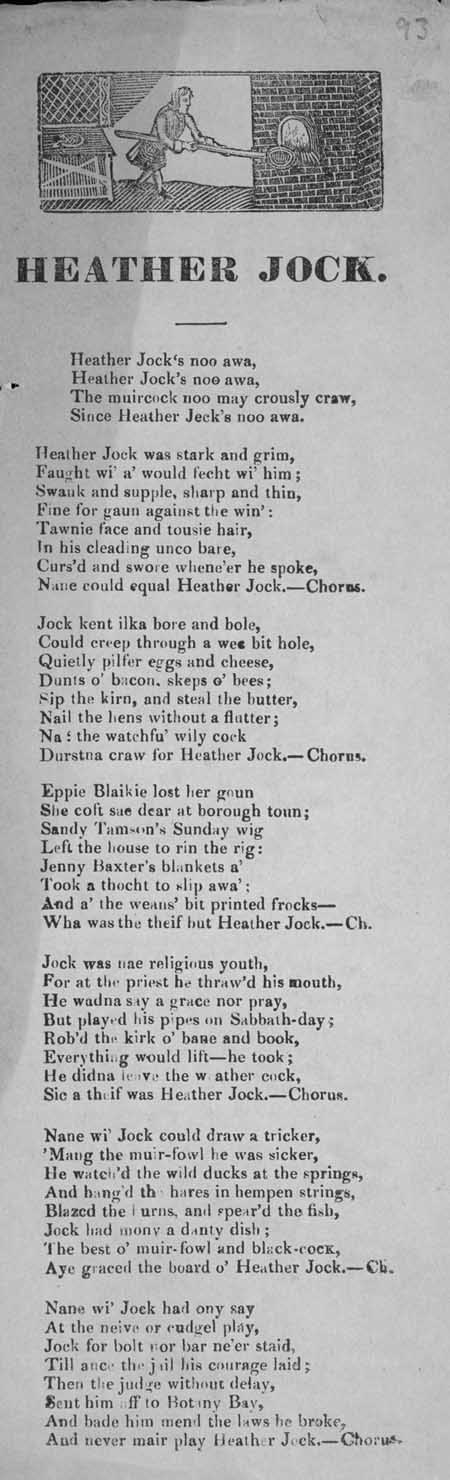 Broadside ballad entitled 'Heather Jock'