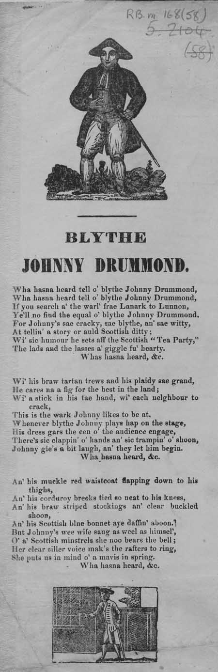 Broadside ballad entitled 'Blythe Johnny Drummond'