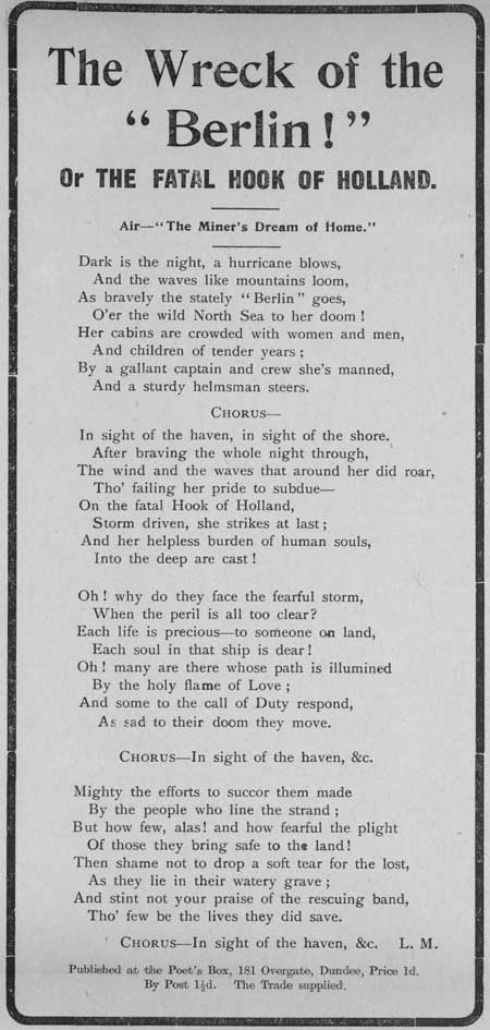 Broadside ballad entitled 'The Wreck of the 