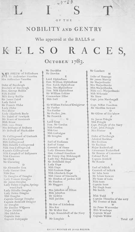 Broadside regarding the Kelso Races