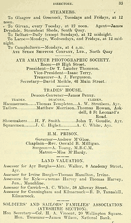Printed page with details of departures of steamers