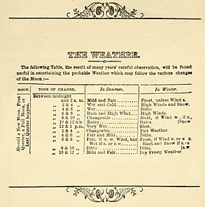 Page giving weather forecasts for summer and winter
