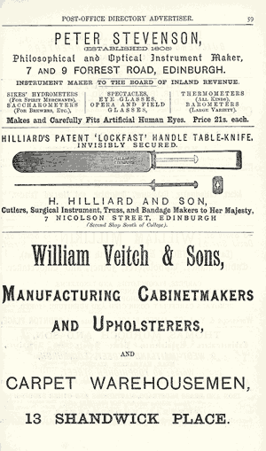 Printed page with names of merchants and dentists