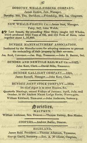 List of Dundee businesses including 2 whaling companies