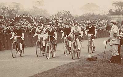 Edwardian cyclists in a race