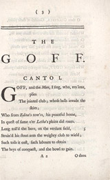 Page from book with large heading 'The Goff' and start of poem