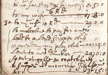 Part of page of hand-written accounts