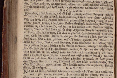 Part of page of printed book in Latin and English