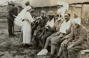 Wounded soldiers receiving treatment